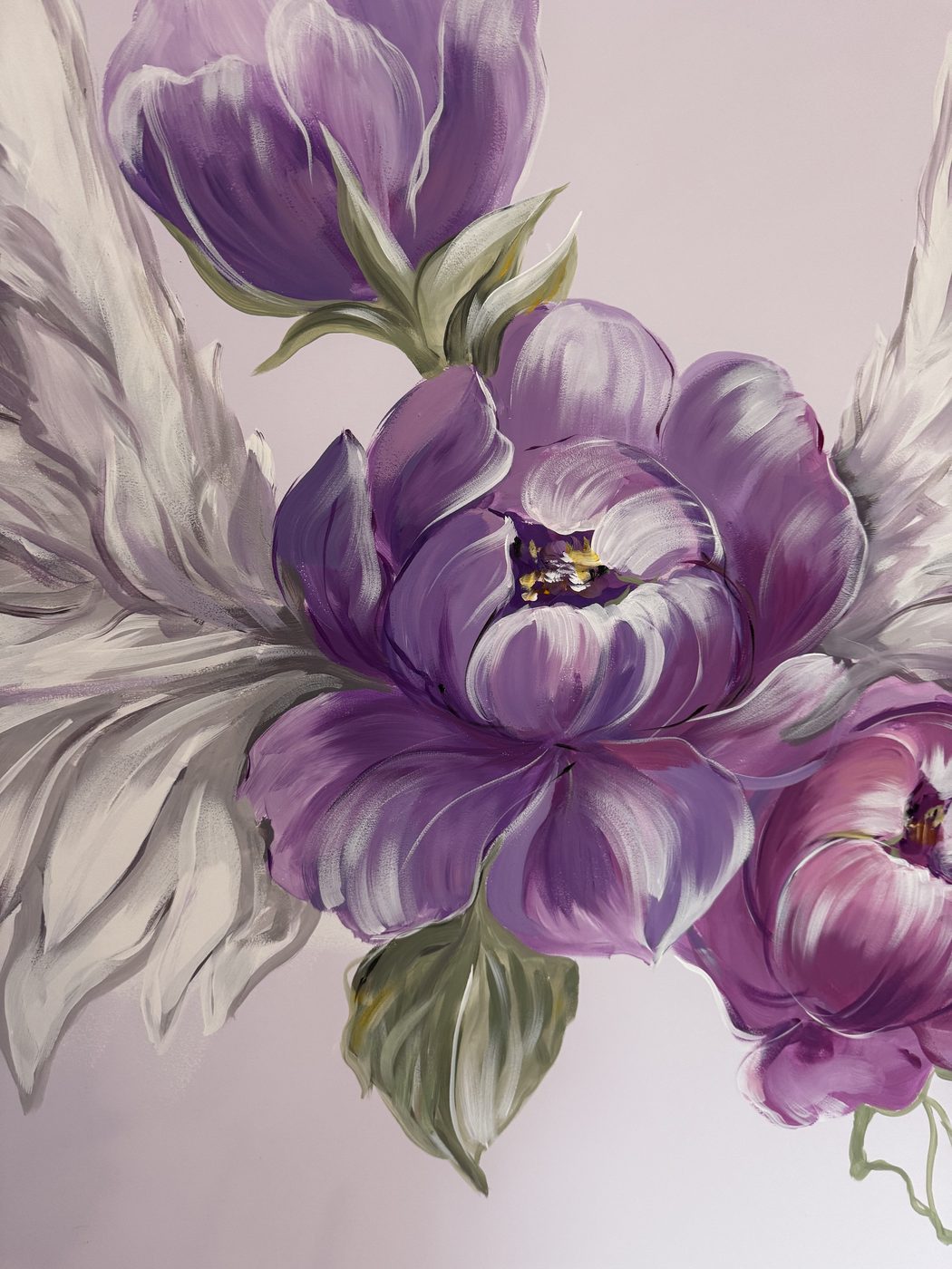 Purple peonies — painting by Bohdana Boikiv